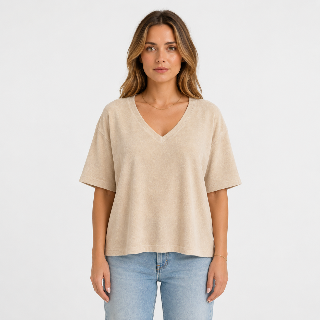 Frottee T-Shirt Sabbia – Vorderansicht