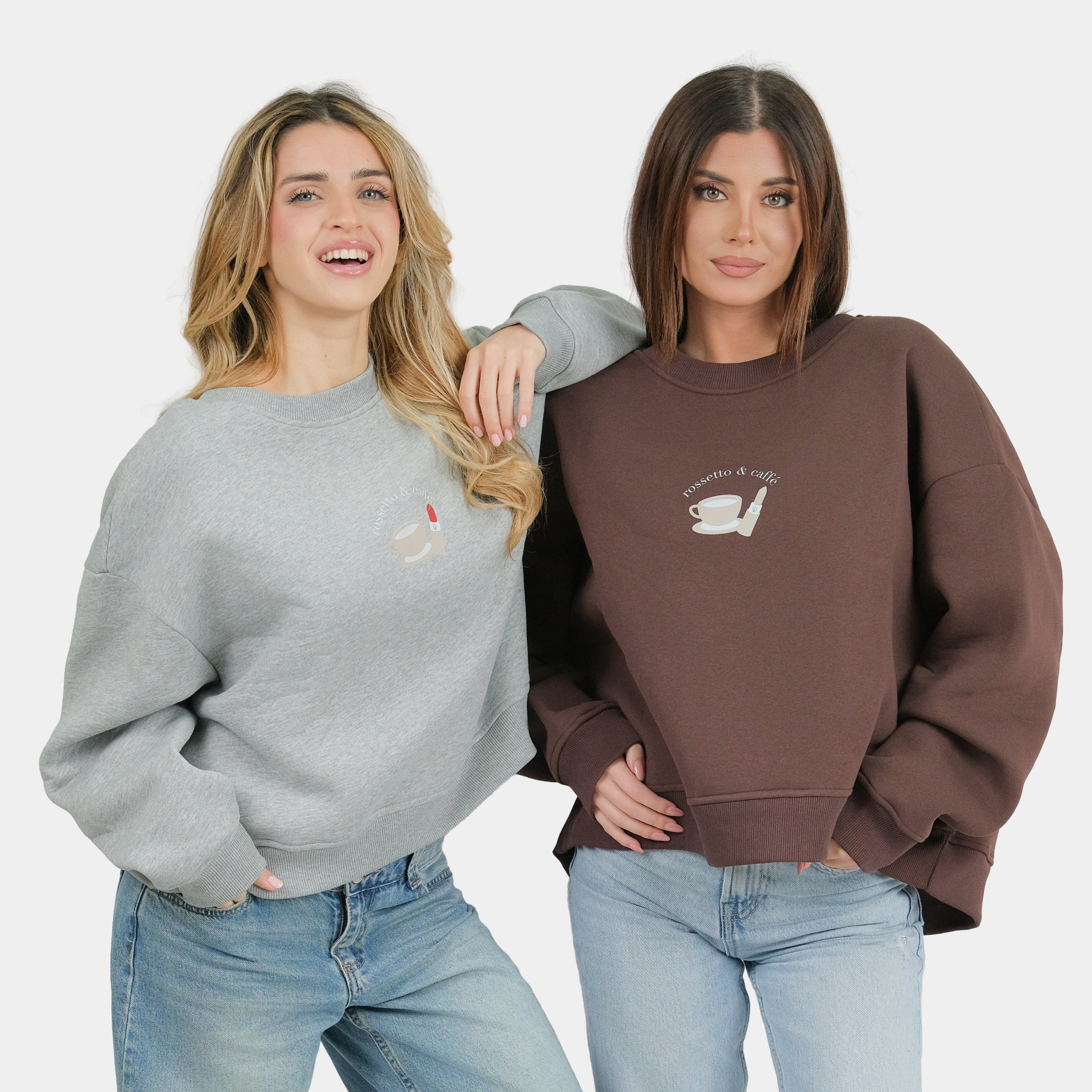 Sweater rossetto & caffe' Grey Melange