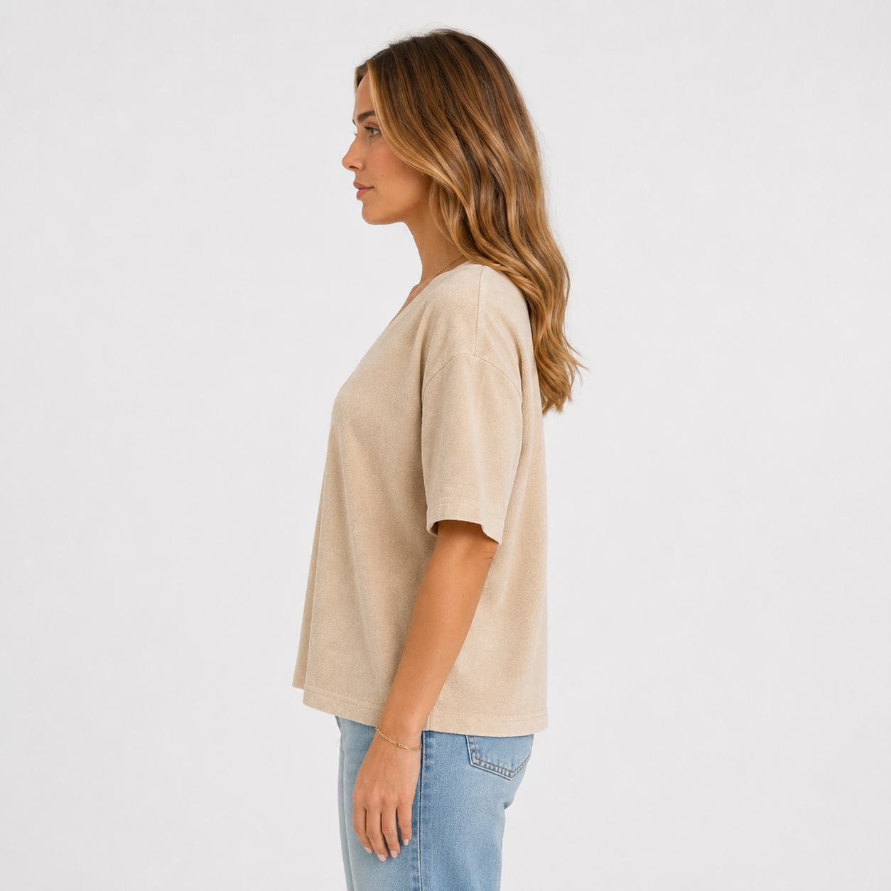 Frottee T-Shirt Sabbia – Seitenansicht